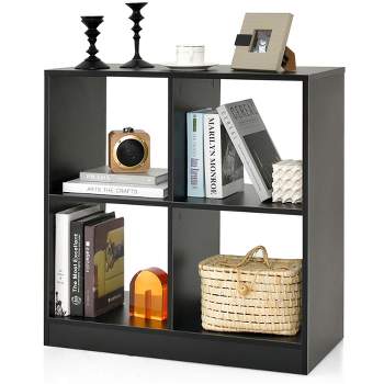 Costway 4-Cube Bookcase Floor Open Wooden Bookshelf Storage Cabinet Toy Organizer Black