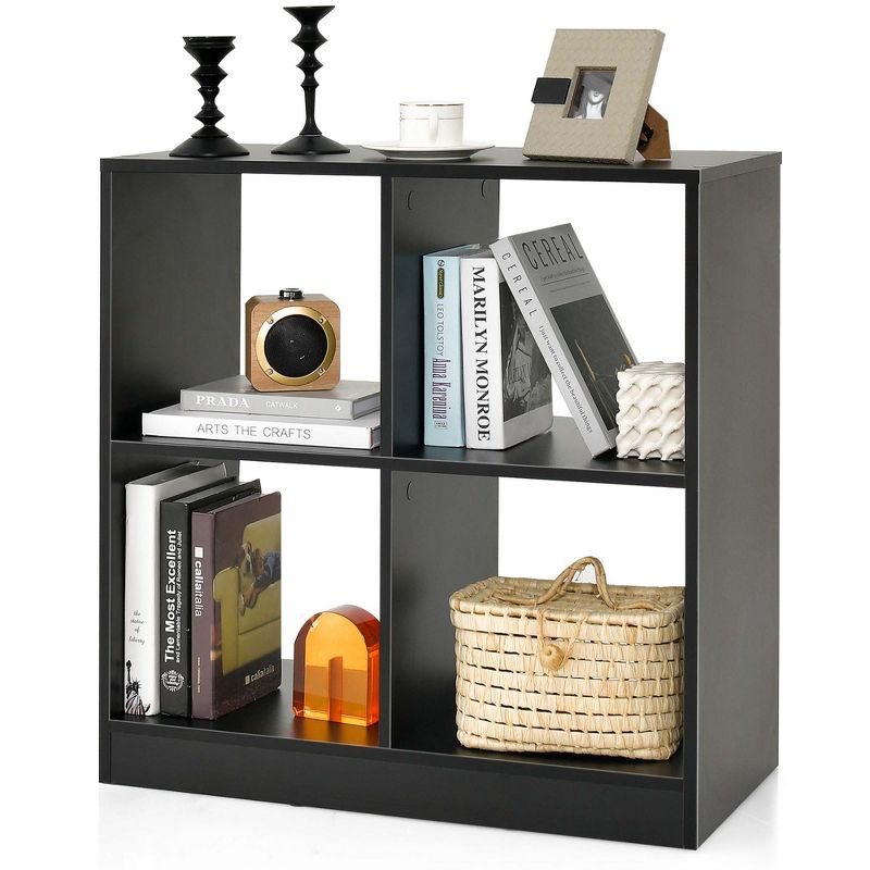 Costway 4-Cube Bookcase Floor Open Wooden Bookshelf Storage Cabinet Toy Organizer Black, 1 of 11