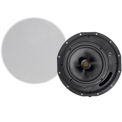 Monoprice Amber 2-Way Carbon Fiber Ceiling Speakers - 8 Inch With Magnetic Grille And Ribbon Tweeter (Pair)