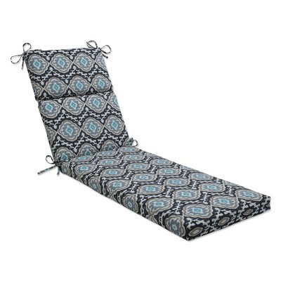 72.5" x 21" Outdoor/Indoor Chaise Lounge Cushion Agrami Medallion Black - Pillow Perfect