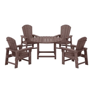 WestinTrends Malibu Kids 5-Piece HDPE Outdoor Patio Round Dining Table and Chairs Set - 1 of 4