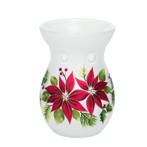 Transpac Glass 6 In Red Christmas Poinsettia Oil Diffuser Target