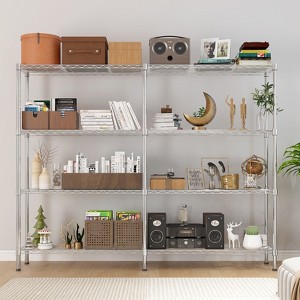 KTMBDW Storage Shelves, 58''W Wire Shelving Unit 4 Tier Metal Shelves for Storage Rack Metal Shelving for Pantry Shelves Kitchen Steel Shelving,Silver - 1 of 4