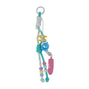 Unique Bargains Beaded Knotted Lanyard with Feather Handbag Charm 1 Pc - 1 of 4