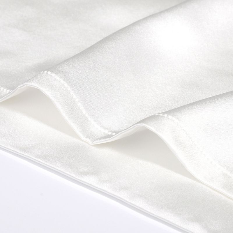1 Pc Standard 25 Momme 100% Pure Silk for Hair Both Sides Pillowcase White - PiccoCasa, 5 of 7