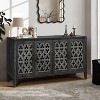 ORRD Antique Black Hollow 4-Door Cabinet, American Country Style – Perfect for Living Room, TV, or Kitchen - 4 of 4
