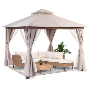YARDGRACE Semi-Permanent Patio Gazebo 10'x10' with Expansion Bolts, Outdoor Heavy Duty Party Tent with Double Roofs - 1 of 4