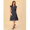 Allegra K Women's Floral Flutter Sleeves V Neck Smocked Ruffle Sundresses - 3 of 4
