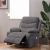 Jojoka 360° Swivel Rocker Recliner Sofa, Upholstered Fabric Glider with Massage & Heat, Side Pockets & Cup Holders, for Small Spaces - 3 of 4