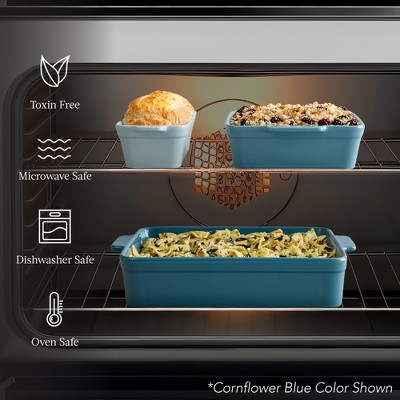 Pink Champagne Ceramic Bakeware Set with Handles, 3-Piece