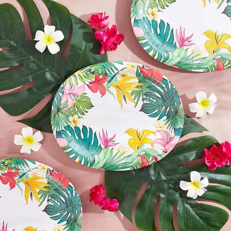 Sparkle and Bash 48-Pack Disposable Party Paper Plates, Summer BBQ Beach Hawaiian Luau Birthday Supplies 12 in., 2 of 6
