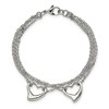 Black Bow Jewelry Stainless Steel Double Open Hearts Bracelet, 7 Inch - image 4 of 4