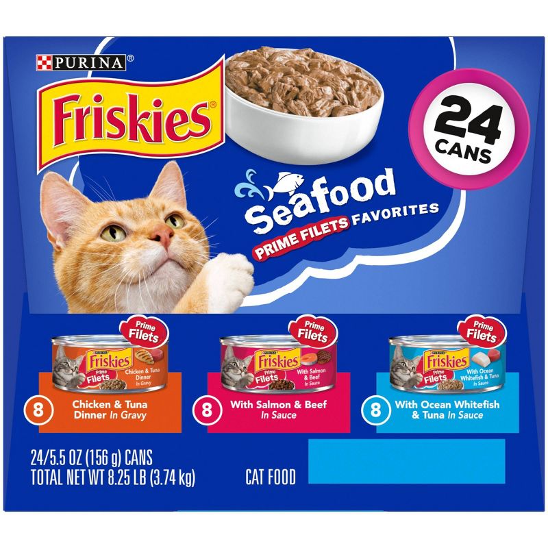 Purina Friskies Seafood Prime Filets with Chicken, Beef and Seafood Wet Cat Food - 5.5oz/24ct Variety Pack, 6 of 10