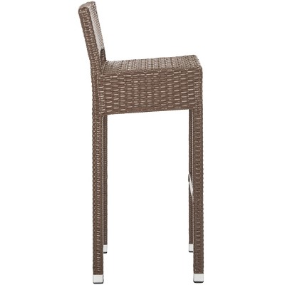 Landry Brown Rattan and Aluminum Bar Stool