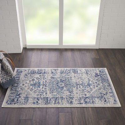 Tranquil Medallion Ivory & Light Blue Viscose 2x4 Rug