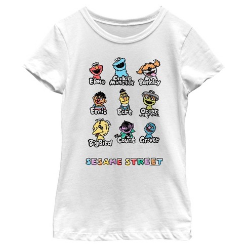 Girl's Sesame Street Sketched Characters T-Shirt - image 1 of 4