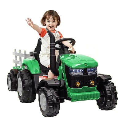 12V Battery Powered Kids Ride-On Tractor with Remote Control, Detachable Trailer¨C Tractor Toy for Boys & Girls