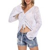 Womens Boho Sheer Crop Tops Drawstring Knitted,Off Shoulder Sheer Crop Tops - 4 of 4