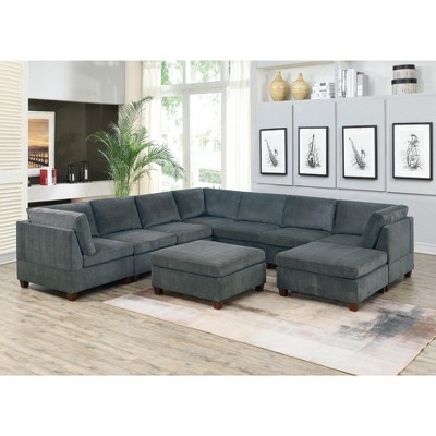 NicBex Modular Sectional 6pc Set L-Shaped Modular Sofa Bed Modern Including Couch 2x Corner Wedge 2x Armless Chairs and 2x Ottomans