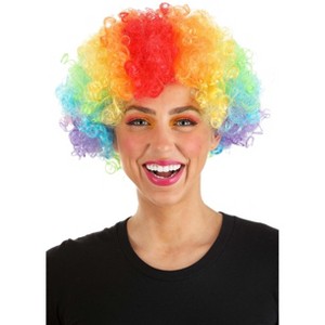 HalloweenCostumes.com One Size Fits Most  Women  Afro Rainbow Clown Wig, Yellow/Blue/Orange - 1 of 4