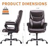 Task Chairs PU Leather with Adjustable Fixed Lumbar Support Office Chair in Brown with Fixed Armrest Strong Metal Base - 3 of 4