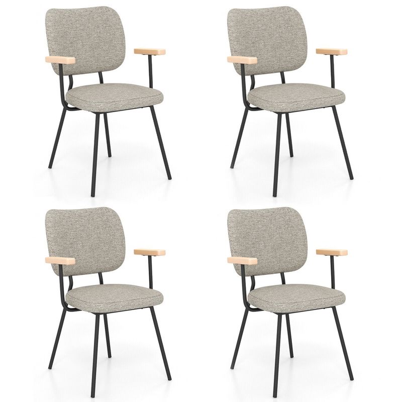 Tangkula Set of 4 Fabric Kitchen Dining Chair Armchair Padded Modern Accent Chair, 1 of 7