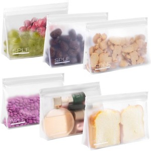 8 Pack Reusable Storage Bags, 4 Half Gallon and 4 Quart BPA Free Leakproof Food Bags - 1 of 4