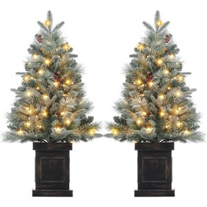 3Ft Prelit Artificial Christmas Tree with 78 Warm LED Frost Lights, 8 Mode, Decor for Home - 1 of 4