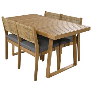 TiramisuBest 7-Piece Patio Dining Set for 6 - 70.8" Rectangle Table, Removable Cushions, Gray+Beige Fabric for Backyard/Garden/Poolside - 1 of 4
