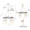 LNC Carson 6-Light 25" Modern Wagon Wheel Medium Chandelier, Matte Black and Gold - 3 of 4
