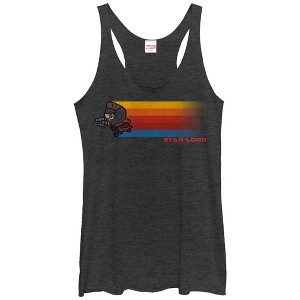 Women's Marvel Guardians Galaxy Star-Lord Kawaii Rainbow Racerback Tank Top - 1 of 3