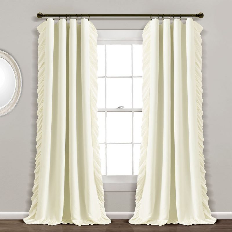 Reyna 100% Lined Blackout Window Curtain Panel Ivory Single 54X84, 1 of 7