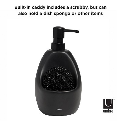 Black Stainless Steel Soap Dispenser with Scrubby Caddy