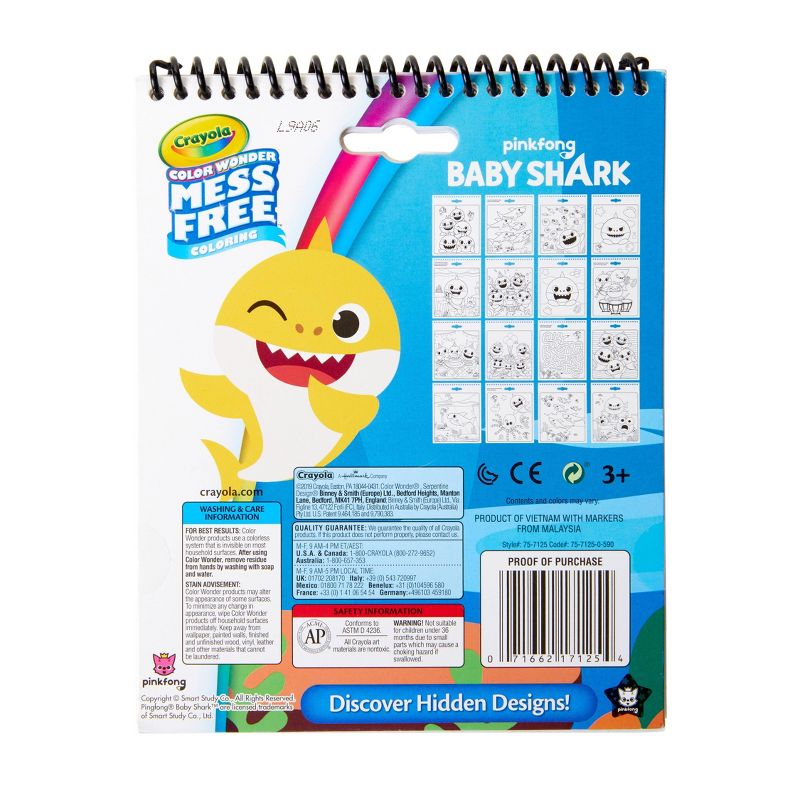 Crayola 16pg Baby Shark Color Wonder Travel Activity Pad with 3 Markers, 5 of 8