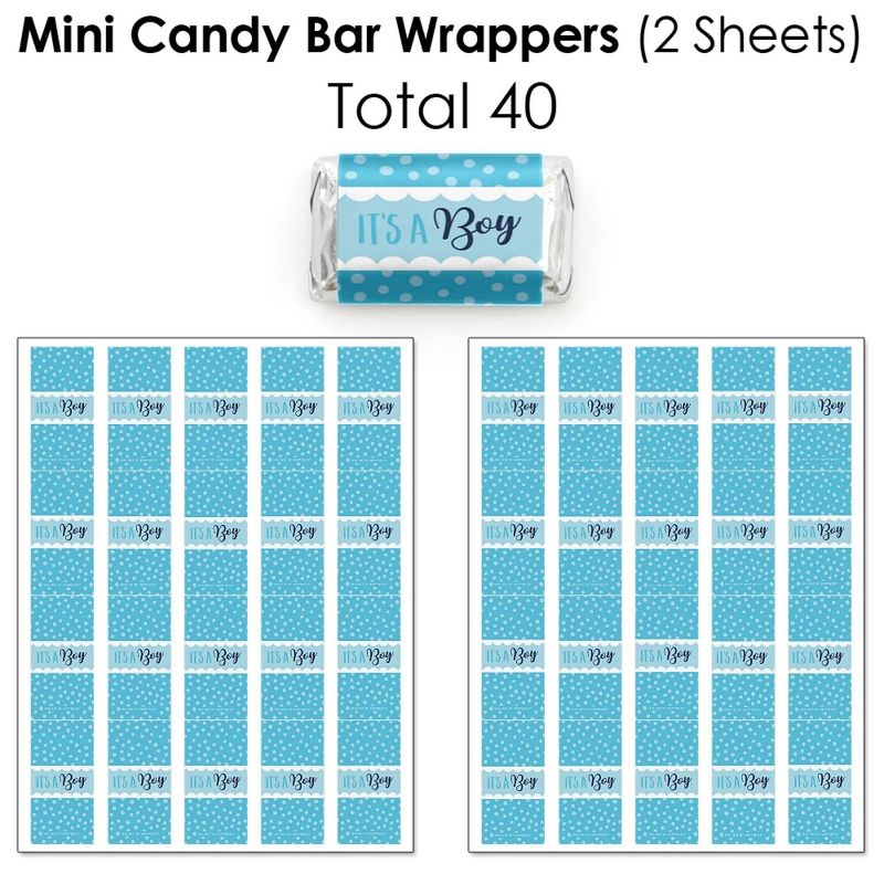 Big Dot of Happiness It's A Boy - Mini Candy Bar Wrappers, Round Candy Stickers & Circle Stickers - Blue Baby Shower Candy Favor Sticker Kit - 304 Pcs, 3 of 8