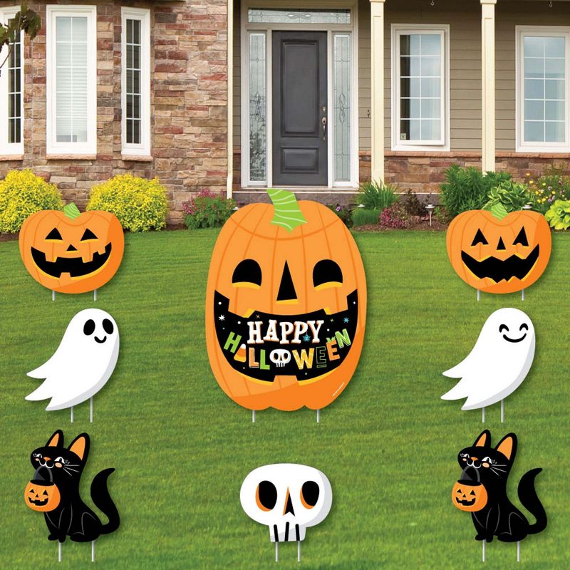 Big Dot of Happiness Jack-O'-Lantern Halloween - Yard Sign and Outdoor Lawn Decorations - Kids Halloween Party Yard Signs - Set of 8, 1 of 8