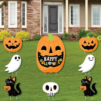 Big Dot of Happiness Jack-O'-Lantern Halloween - Yard Sign and Outdoor Lawn Decorations - Kids Halloween Party Yard Signs - Set of 8