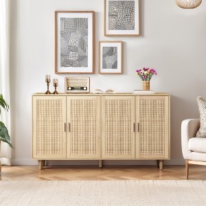 SKRAN Buffet Cabinets with Storage, Multifunctional Sideboard Cabinets with Rattan Doors ＆ Wood Feet for Hallway and Living Room - 1 of 4