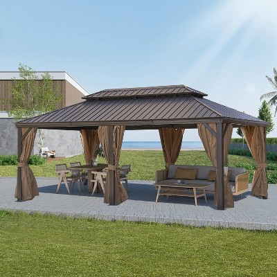 Amber Sports 12x20FT Outdoor Hardtop Gazebo with Steel Roof for Patio and Backyard