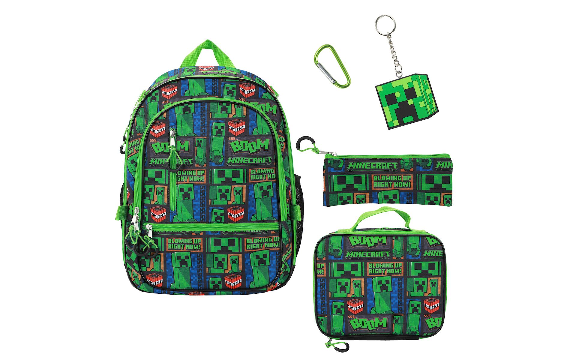 Minecraft Creeper Blowing Up Right Now! 5-Piece Adaptive Backpack & Lunchbox Set