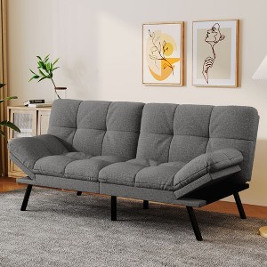 Dyonery 71" Convertible Futon Sofa Bed,Modern Linen Futon Couch with Detachable Cushion,Adjustable Backrest & Armrest - 1 of 4