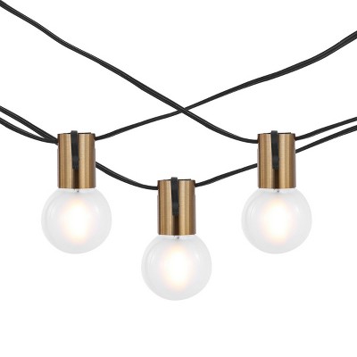 Farrynn 10-Light Brass and Black LED Outdoor String Lights