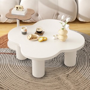 Hrinhom 2-Piece Nesting Coffee Table, End Table With Glass Top - 1 of 4
