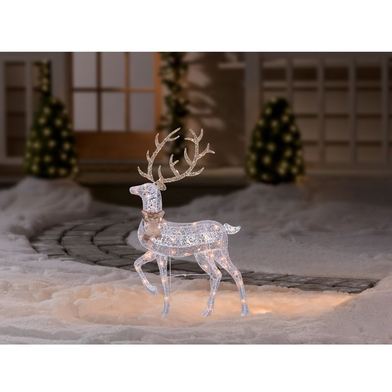 Northlight 46" Lighted 2-D Silver Glitter Reindeer Outdoor Christmas Decoration, 4 of 6