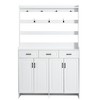 HDZNVF Minimalist Four-Door Shoe Cabinet with Coat Rack, 3 Drawers, 8 Shelves, Metal Hooks and Handles, White - 4 of 4