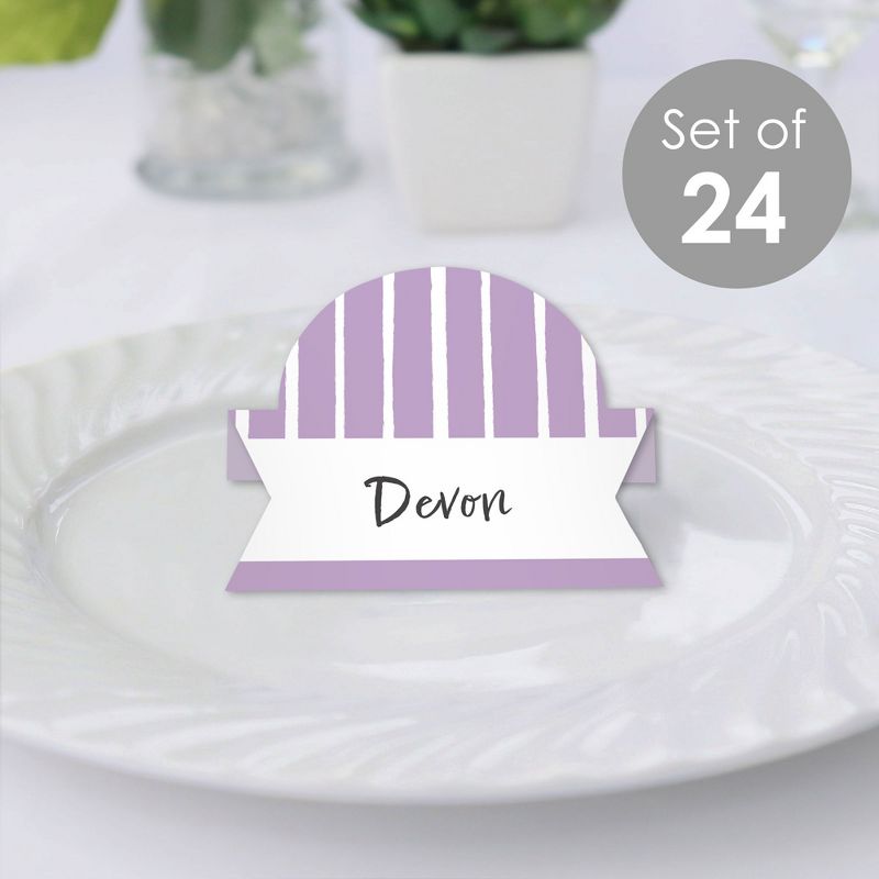Big Dot of Happiness Purple Stripes - Simple Party Decorations Tent Buffet Card - Table Setting Name Place Cards - Set of 24, 2 of 9