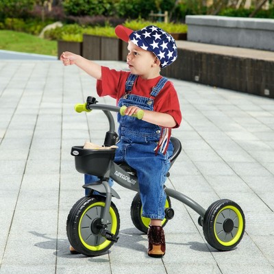 Infurnic Baby Walkers Kids Tricycle for Toddlers 2-5 with Adjustable Seat, Toddler Bike for Children with Basket, Yellow, 27.80"*20.90"*22.80"