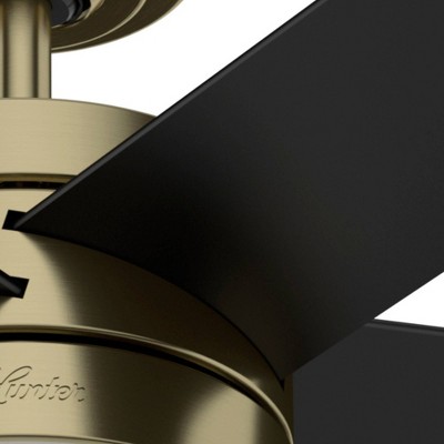 52" Modern Brass Ceiling Fan with LED Light and Reversible Blades