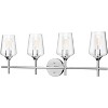 Runesay Chrome Bathroom Vanity Light - 4 Light Industrial Farmhouse Style, Clear Glass, Over Mirror - 2 of 4