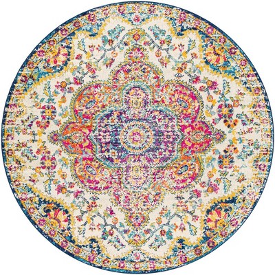 Mark & Day Lola 7'10" Round Woven Indoor Area Rugs Pink/Saffron